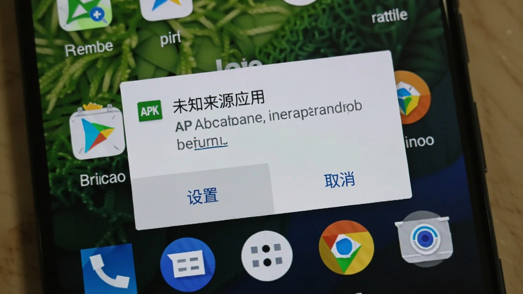 һ��չʾ��׿�ֻ���װAPK�ļ�ʱ������δ֪��ԴӦ�á�Ȩ����ʾ����Ľ�ͼ���ͼƬ���������ֻ���Ļ����ʾһ��Ȩ������Ի����С����á��͡�ȡ����������ť���������ֻ����棬���дʵ����������������˵����װȨ�����ó�����