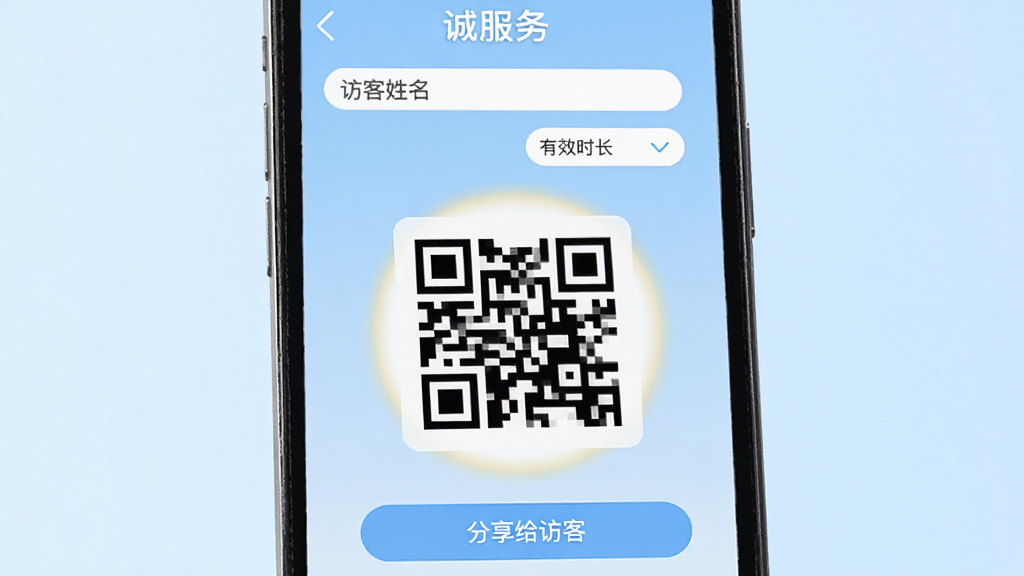 ���Ϸ���APP�ÿ�ͨ�й���չʾ���ֻ���Ļ��ʾ�ÿͶ�ά������ҳ�棬�Ϸ��зÿ�������������Чʱ��ѡ�������м��Ǵ�ߴ��ά��ͼ�����·��С��������ÿ͡���ť������Ϊǳ��ɫ���䣬��ά����Χ�е�ɫ����Ч�����������ִ�������������������ɾ����䣬���廭��