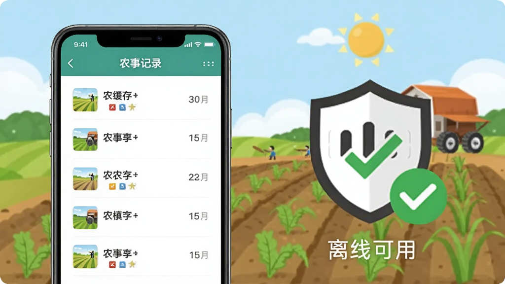 ũ̧ͷAPP����ģʽʾ��ͼ��һ���ֻ���Ļ��ʾ�ѻ����ũ�¼�¼�б����Ա����ź�����ͼ��ʹ򹴱�Ǳ�ʾ���߿��ã�����Ϊũ��廭����������죬���ʸɾ�