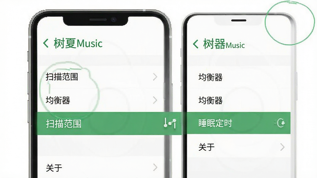 һ���ֻ���Ļչʾ������Music�����ý����ʾ��ͼ���������ֻ�������ʾ���ò˵��б���������ɨ�跶Χ��������������˯�߶�ʱ�������ڡ���ѡ����С�ɨ�跶Χ��ѡ�������ע�����������ƽ����ɫΪ�׵����֣����ʸɾ��������޶���Ԫ��