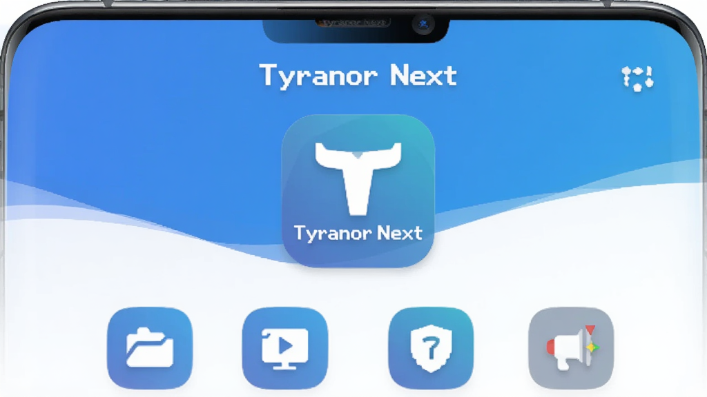 一张展示Tyranor Next软件主界面的图片,画面中心是软件图标和名称