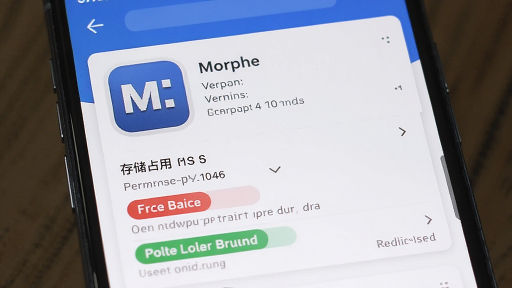MorpheӦ������ҳ��չʾ���ֻ���Ļ��ʾĳ��Ӧ�õ���ϸ��Ϣ��Ƭ�������汾�š���װʱ�䡢�洢ռ�ú�Ȩ���б���Ȩ�����ú�����ɫ�������еȼ����������ִ���������ɫ�������ʸɾ�