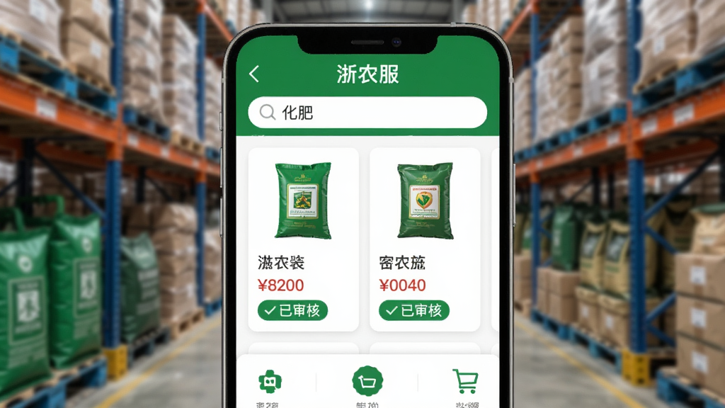 ������һ���ֻ���Ļ����д����Ļ����ʾ�š���ũ����ũ���̳ǵĽ��棬����������д�š����ʡ����·����ż���ũ�ʲ�Ʒ�Ŀ�Ƭ��ÿ�ſ�Ƭ���в�ƷͼƬ�����ơ��۸�͡�����ˡ�����ɫ��ǩ����Ļ�·���һ�����ﳵͼ�꣬�������黯��ũ�ʲֿ���ܣ������̻�����࣬���ʸɾ����޶���Ԫ�ء�