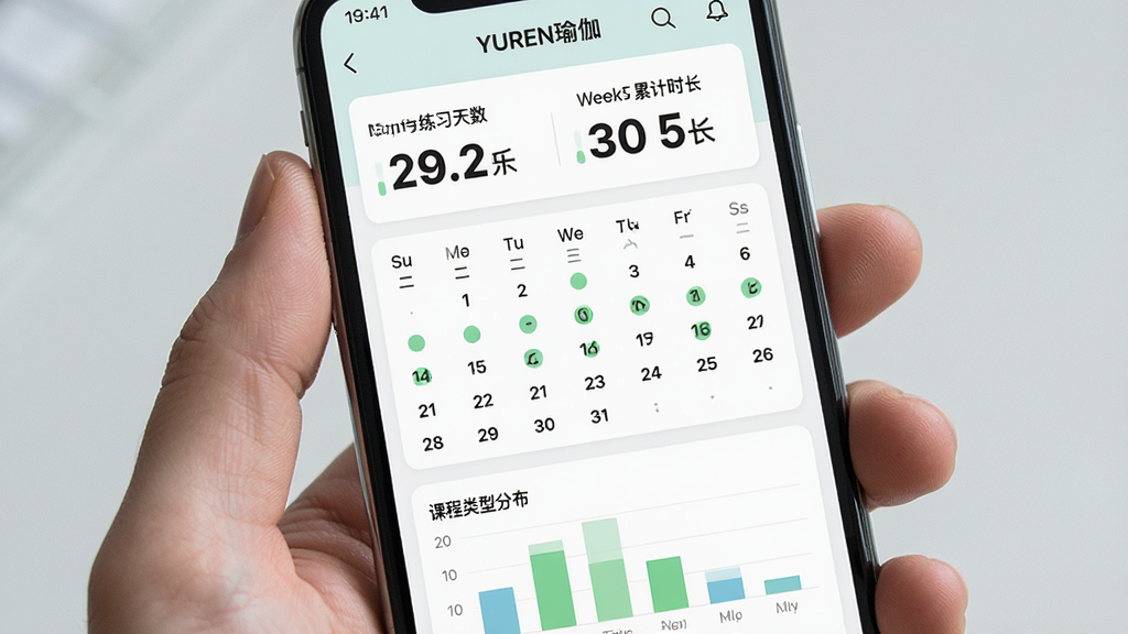 һ��չʾYUREN�٤��ϰ��¼ҳ���ͼƬ����������Ϊ�ֻ���Ļ����Ļ����ʾ��YUREN�٤������ϰͳ�ƽ��棬�Ϸ��Ǳ�����ϰ�������ۼ�ʱ���Ĵ������֣��м�Ϊ�������е���ϰ����������ɵ����Ӵ�����ɫԲ���ǣ��·��ǿγ����ͷֲ��ļ�����ͼ��������ɫ���£����ֹ�����������ִ������ʸɾ����޶���Ԫ��