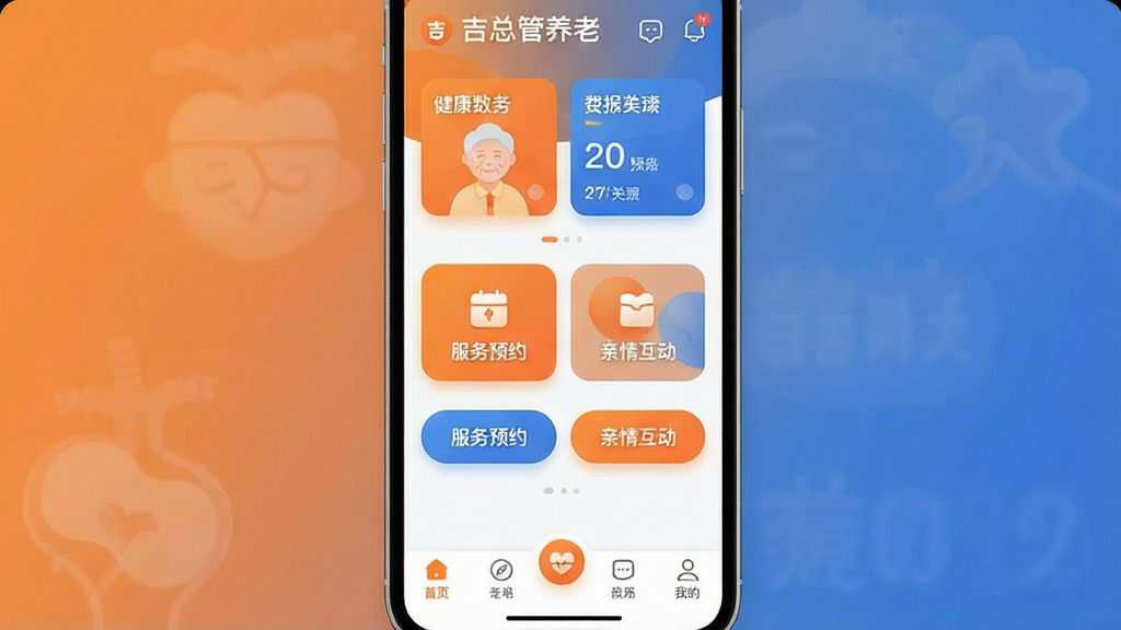 һ��չʾ�����ܹ����ϡ�App���Ľ�����ֻ���Ļ��Ⱦͼ������������App��ҳ��������ʾ���˽������ݿ�Ƭ���в�Ϊ����ԤԼ��ں����黥����ť���ײ�Ϊ�����������岼��������������ů�ĳ���ɫ��������ִ���ƽ����ϸ��Բ�󣬻��ʸɾ��������޶���Ԫ��