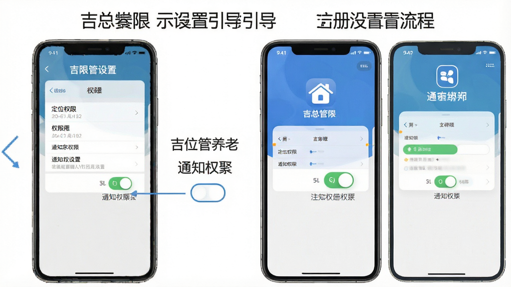 һ�š����ܹ����ϡ���װ��������ʾ��ͼ������չʾ�ֻ�Ȩ������ҳ���Appע������̷ֲ���ͼ����ע��λȨ�޺�֪ͨȨ�޿���λ�ã��������ֱ�ף����ʸɾ��޶���Ԫ��