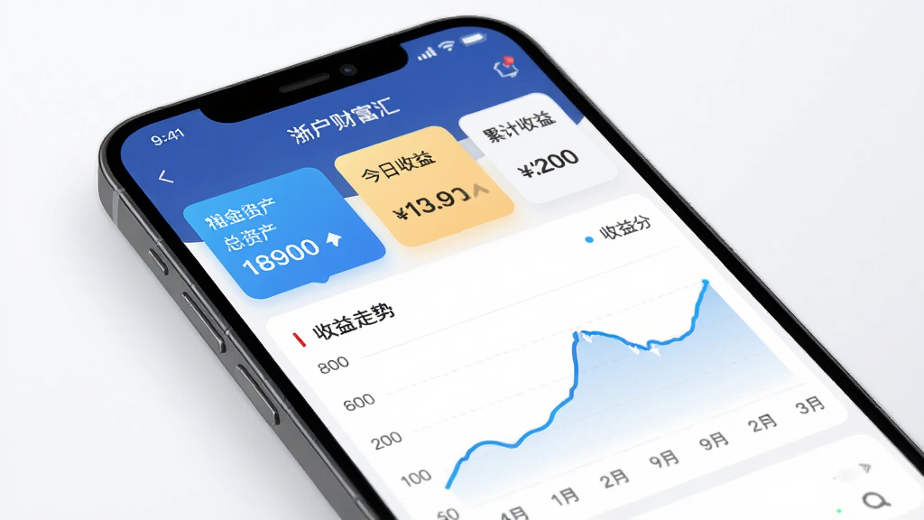 ���Ƹ���APP�ʲ��������棬��Ļ��ʾ�û����ʲ����������桢�ۼ�����Ŀ�Ƭ���·�������ͼչʾ�������ƣ�����������ݿ��ӻ�������ִ������ʸɾ��޶���Ԫ��