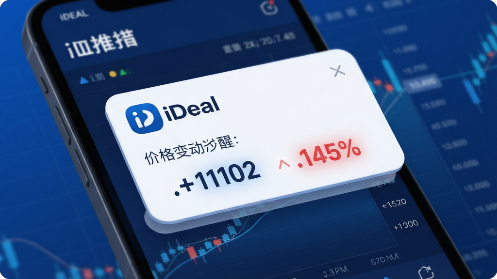 ���壺��iDeal��Ӧ����������֪ͨ���棬��Ļ�ϵ����۸�䶯���ѣ����֣�����Ϊ����ͼ����ǰ���������Ϳ�Ƭ����Ƭ���С�iDeal����־�ͼ۸��ǵ���Ϣ���Ű棺��ƬԲ����ƣ���Ϣ��ࣻ����ִ��Ƽ��У���ɫ��Ϊ����ϸ�ڣ����Ϳ�Ƭ����Ӱ����������Ч�������ʣ���������Ⱦ���ɾ��޶���Ԫ�ء�