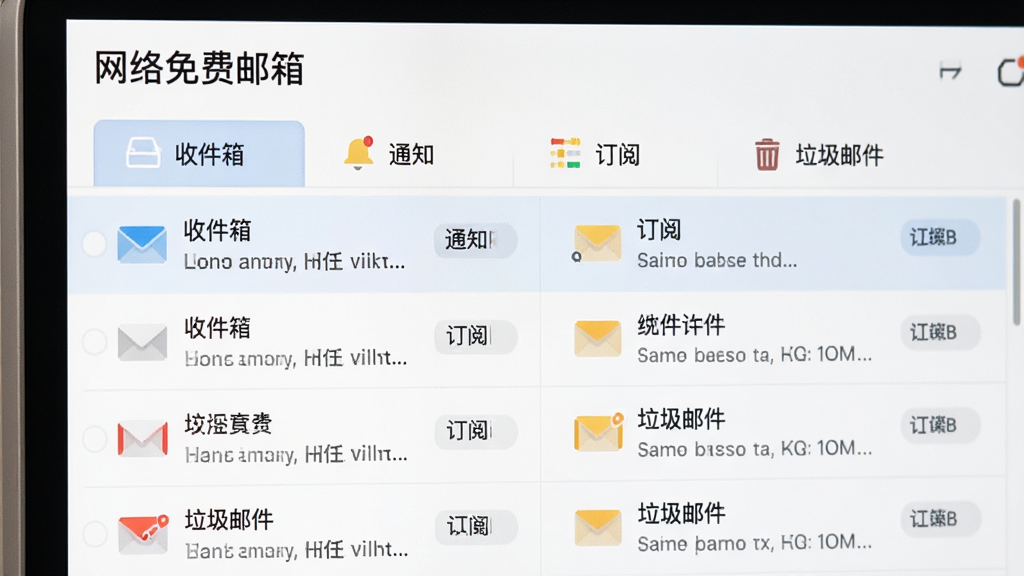 ������������䡱�ʼ�������棬��Ļ����ʾ���ռ��䡱����֪ͨ���������ġ����������ʼ����ĸ������ǩ��ÿ�����������д����Ե��ʼ��б�������ɫ����ͣ�ͼ���࣬��������