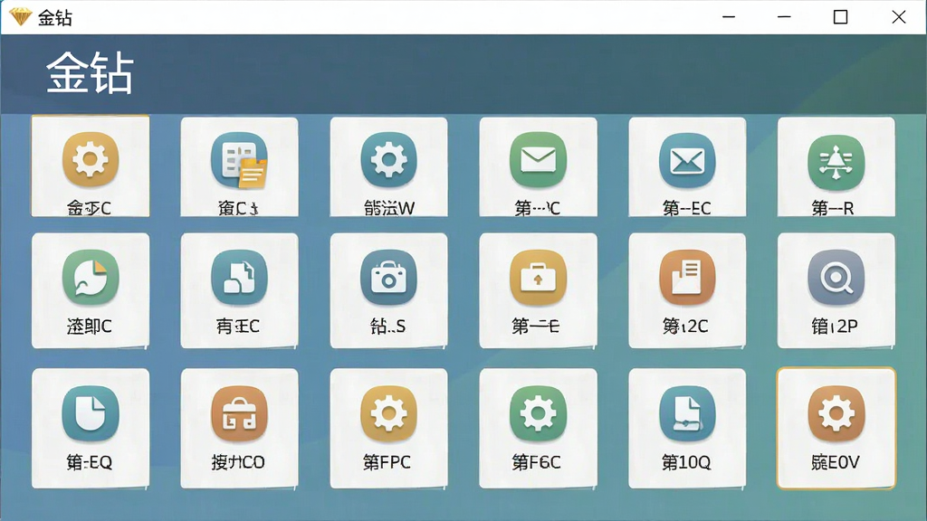一张“金钻”软件界面截图,界面设计干净整洁,功能图标整齐排列,无任何广告位,整体风格清爽,色彩搭配舒适,画质清晰无多余元素。