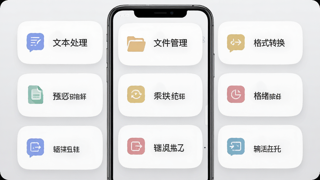 չʾKanaOrigin���ù��߹��ܵĽ������ͼ������Ϊ�ֻ���Ļ�ϵĹ��߼���Ƭ������Ϊ�Ź�����ʽ��ÿ����Ƭ����ͼ��������硰�ı����������ļ�����������ʽת����������ǳ��ɫ����ƬԲ����ƣ���������죬ϸ�����������ʸɾ��޶���Ԫ�ء�