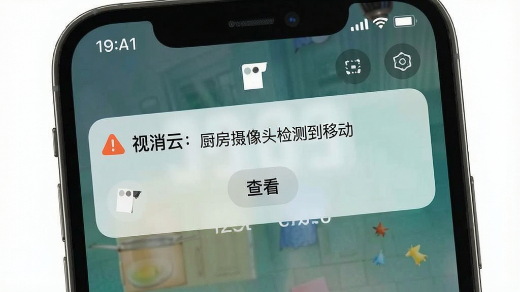 һ��չʾ���������ܸ澯֪ͨ�Ľ�ͼ���������ֻ�����������ʾһ���澯֪ͨ������Ϊ�������ƣ���������ͷ��⵽�ƶ������·��в鿴��ť������࣬ϸ�����������ʸɾ��޶���Ԫ��
