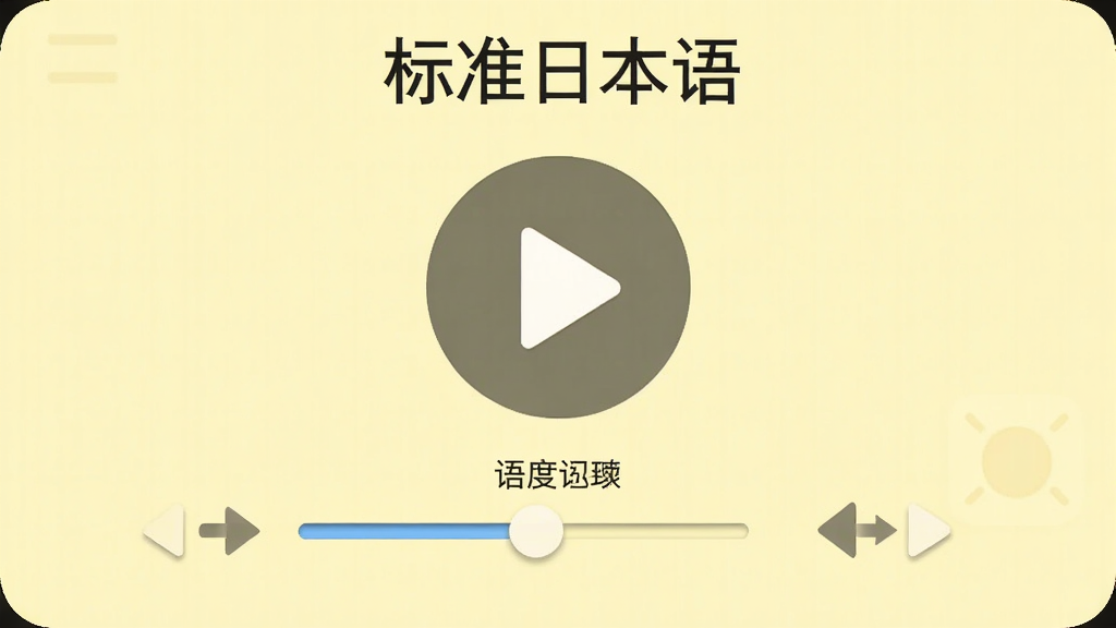 չʾ����׼�ձ��App��������ϰ���棬������һ�����Ĳ��Ű�ť���·������ٵ��ڻ������һ��/��һ���л���ͷ������Ϊ����ɫ��ͼ�������ˣ����������£����ʸɾ��޶���Ԫ��