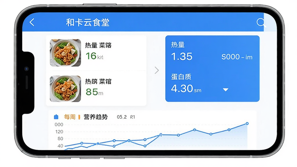 �ֻ���Ļչʾ���Ϳ���ʳ�á�APP��Ӫ������ҳ�棬���沼��Ϊ��Ʒ�б��Ҳ���ʾ�����͵��������ݣ��ײ���ÿ��Ӫ����������ͼ��������ɫ����ƽ����ƣ����ʸɾ����޶���Ԫ��