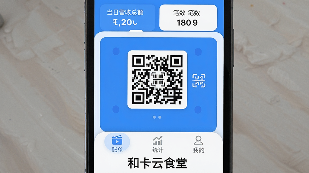 дʵ�������Ϊ�ֻ���Ļչʾ���Ϳ���ʳ�á�APP�����棬����Ϊ������ʾ����Ӫ���ܶ�ͱ������м��ߴ��տ��ά���ɨ��ͼ�꣬�ײ����˵���ͳ�ơ��ҵ�����ѡ����ִ���ƽ��UI��ƣ�������ɫ����ϸ��Բ�󣬻��ʸɾ����޶���Ԫ�أ���Ļ�·���ע���Ϳ���ʳ�á�����
