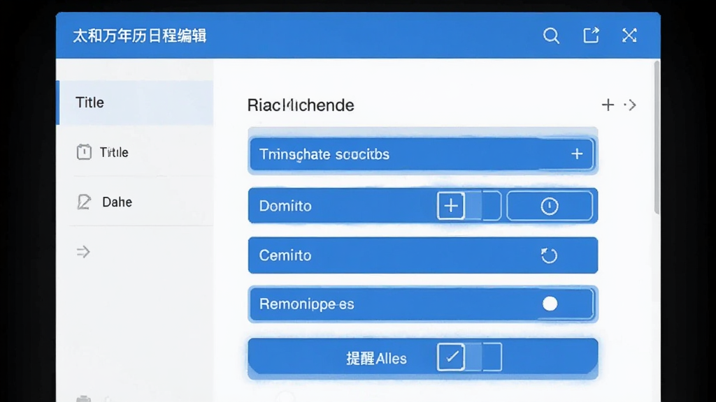 ̫�����������ճ̱༭ҳ�棬��ʾ�����ճ̵Ľ��棬�б��⡢���ڡ�ʱ�䡢���ѷ�ʽ��ѡ������࣬������ɫ���ִ���ƽ��񣬻��ʸɾ���