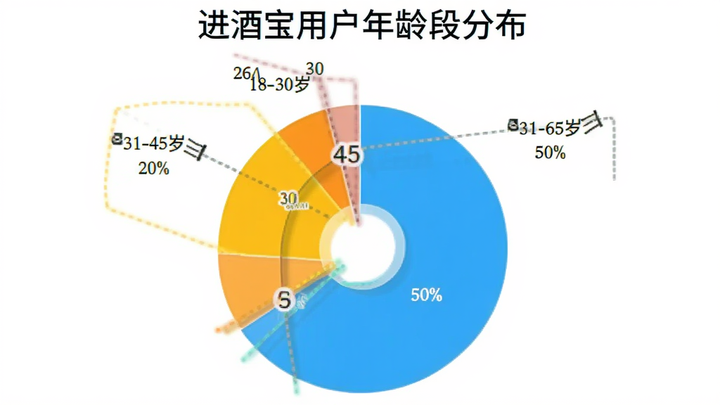 ��״ͼչʾ���Ʊ��û�����ηֲ���18-30��ռ��20%��31-45��ռ��50%��46-60��ռ��30%��ɫ����������ע�����������