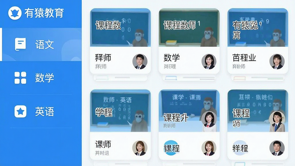 һ�š���Գ������App�Ŀγ̷�������ͼ����������ŵ�ѧ�Ʒ����б����硰���ġ�������ѧ������Ӣ����Ҳ��Ƕ�Ӧ�����µĿγ̿�Ƭ����ͼ��ÿ����Ƭ���пγ����ƺͽ�ʦͷ�񣬽������������ɫ��ͼ���࣬�Ű����룬�����������޶���Ԫ�ء�