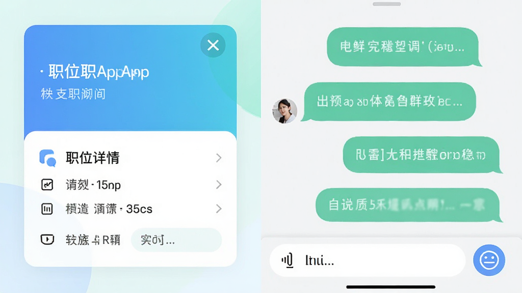 ͷְApp������������棬�����ְλ���鿨Ƭ���Ҳ��ǶԻ����ݣ��ײ�����������ͱ��鰴ť������ɫ�����£����沼������������ִ������ʸɾ��޶���Ԫ��