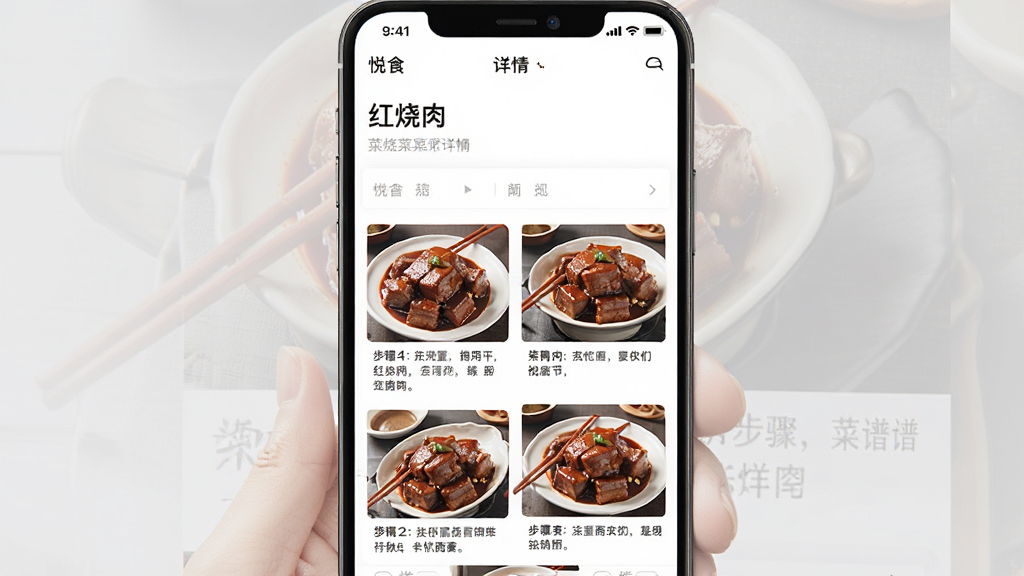 һ��չʾ����ʳ��APP�ڲ�������ҳ�Ľ�ͼ����Ļ�Ϸ���ʾ�����������⡱���·��ǲ���ͼ�⣬ÿһ��������ʵ����Ƭ������˵�����������������ʸɾ�������Լ