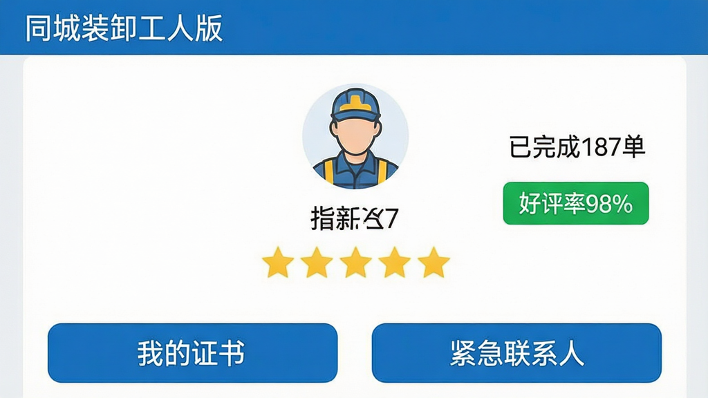 һ���ֻ�APP�����ͼ�����Ͻ���ʾ��ͬ��װж���˰桱����Ļ������һ������ͷ������֣������·�����Ż�ɫ����������ͼ�꣬�Ҳ���ʾ�������187�����͡�������98%������ɫ��ǩ������ײ��С��ҵ�֤�顱�͡�������ϵ�ˡ��������ܰ�ť������������ʵ����ɫ������Ϊ�������������޶���Ԫ��
