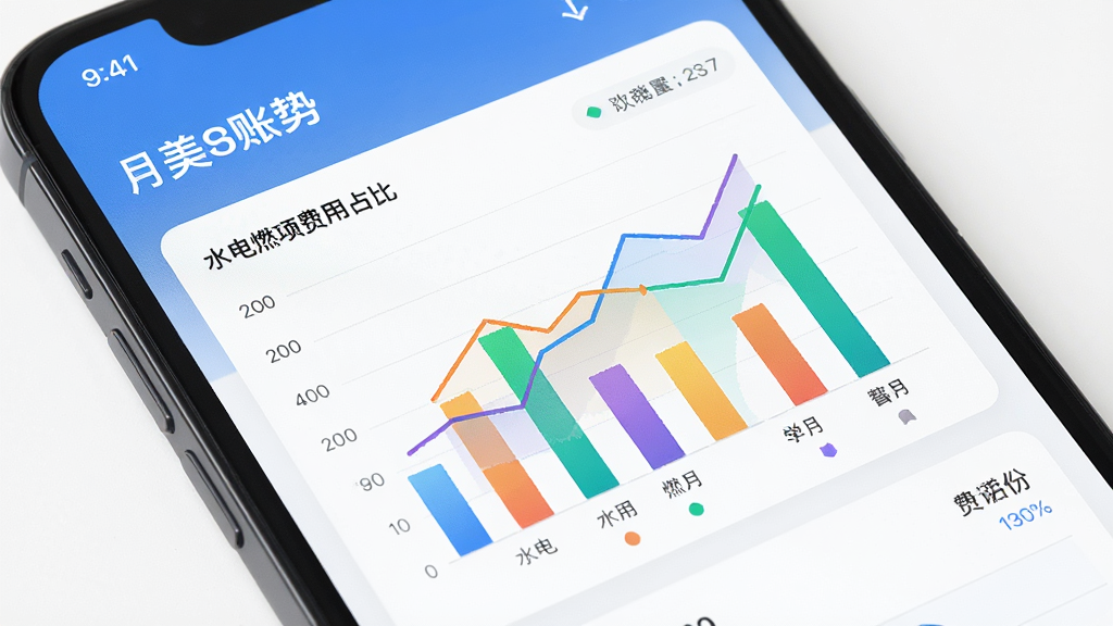 һ�Ż�������App�˵��������ܵĽ���ͼƬ���������ֻ���Ļ����ʾ�¶��˵�ͳ��ͼ��������ˮ��ȼ���������ռ�ȣ������������Ű����ۣ�����ִ����ݿ��ӻ���ϸ���в�ɫ��״ͼ�������ߣ����ʸɾ��޶���Ԫ�ء�