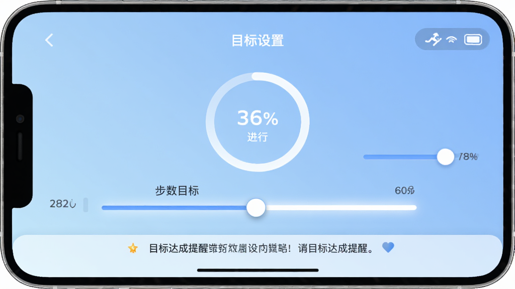 ����App��Ŀ������ҳ�棬��ʾ���������ڲ���Ŀ�꣬��������͵Ľ�����ɫ���м���һ�����ڽ��еĽ��Ȼ����·���Ŀ�������ѵ����֣�����Լ�����ʸɾ�