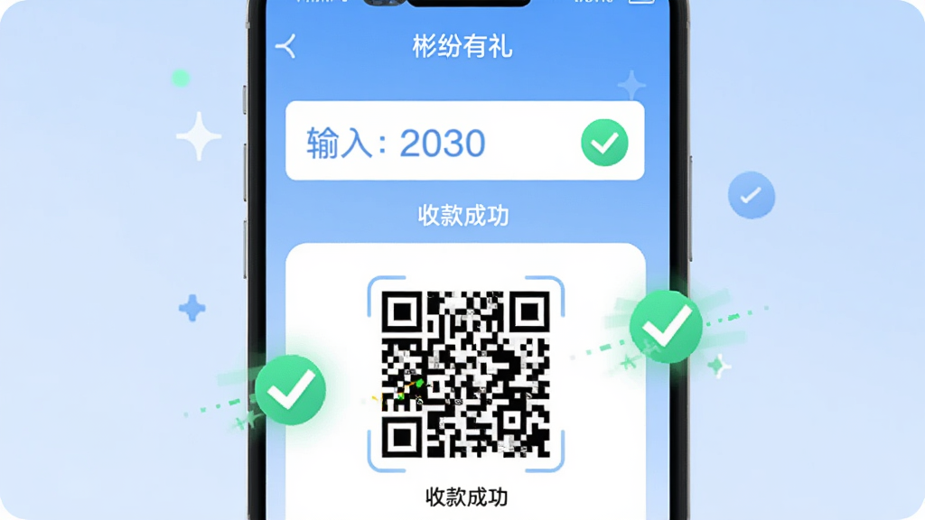 ����Ϊһ�Ŷ�̬Ч��ͼ��չʾ���������Ӧ�����տ�ҳ�棬�Ϸ����տ���������·��Ǹ����ά�룬��Χ��ģ���֧���ɹ��򹴶���������Ϊǳ��ɫ�����־��У������ˬ��ϸ�ڰ���������ֺ͡��տ�ɹ������������ʸɾ��޶���Ԫ�ء�