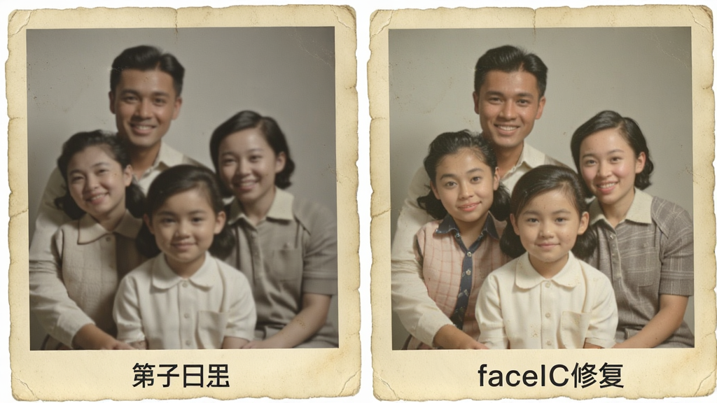 һ���Ͼɷ��Ƶ�ȫ�Ҹ���Ƭ������faceIC�޸�����������������Ƭ��������ֱ�չʾ�޸�ǰ���޸���ĶԱ�Ч�����Ҳ��ע��faceIC�޸����������������Ǵ�ɫ��ͻ���޸�Ч��������ϸ�塣