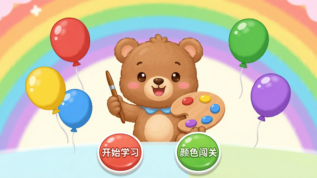 ������ɫ��԰�����棬��ͨ���Ĳʺ�ɫ��������Ļ������һ���ɰ���С�ܽ�ɫ���ŵ�ɫ�壬���������ź�������ϵȲ�ɫ���򣬵ײ��С���ʼѧϰ���͡���ɫ���ء�����Բ�ΰ�ť�����岼�ּ�����죬ɫ�����޵���ͣ����ʸɾ��޶���Ԫ��