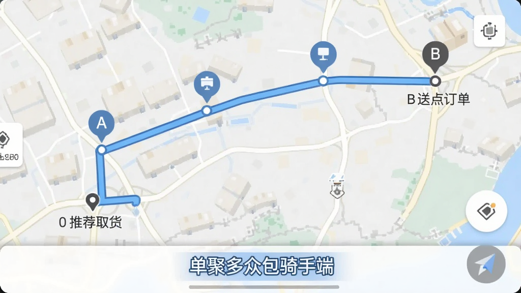 һ�ŵ�ͼ��������Ľ�ͼ����ͼ��������ע�˴�A��ȡ����B���ͻ�����ɫ�Ƽ�·�ߣ���;�ж��˳·�����ı�ǵ㣬����ײ���