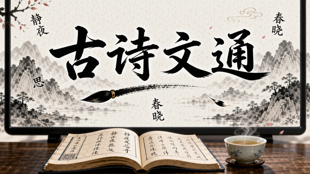 �������ֲ廭�������ǡ���ʫ��ͨ���ĸ�������Ϊ������У����汳�����й���ɽˮī����ǰ����һ�������Ĺż���һյ�豭����Ļ��Ư���š���ҹ˼��������������ʫ�����������岼�־��У��Ű���������ŷ�Ψ����ϸ�ڰ���ë�ʱʴ�����ֽ���������ʸɾ��޶���Ԫ�ء�