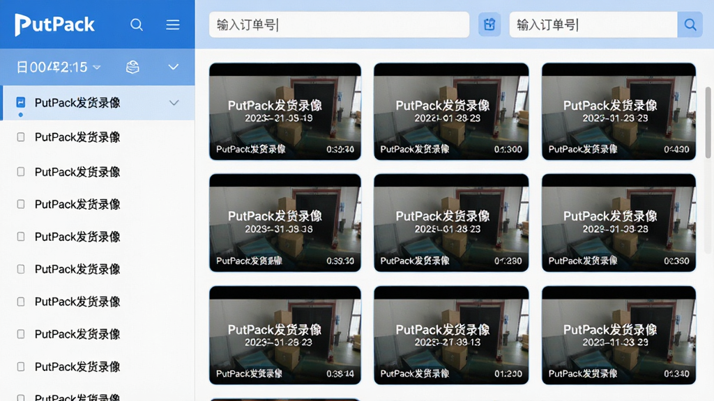 ���壺PutPack����¼����ļ��������棬���֣�����������б����Ҳ�����Ƶ����ͼ���񣬶��������������Ű棺���ҷ������֣�����ֱ�ۣ�����ִ����UI��ƣ�������ɫ��ϸ�ڣ�����ͼ�ϱ��С�PutPack����¼�񡱺�����ʱ�䣬�������С����붩���š���ʾ���֣����ʣ��ɾ����࣬�޶���Ԫ�ء�