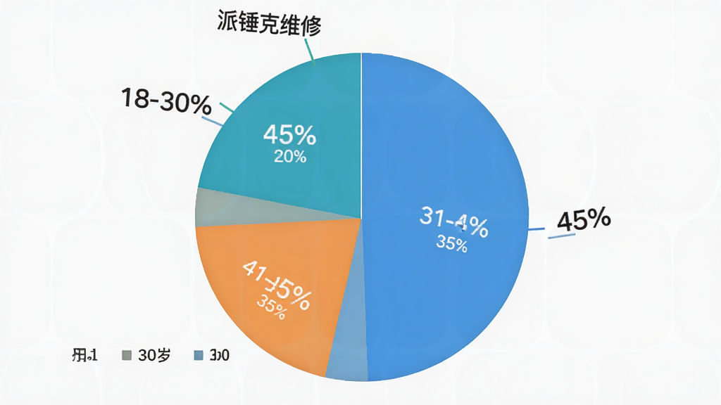 һ�ű�״ͼ��չʾ���ɴ���ά�ޡ��û�����ֲ���������18-30��ռ45%��31-45��ռ35%��46-60��ռ20%�������������Ű����ۣ�������ݿ��ӻ���ϸ���аٷֱȱ�ǩ�����ʸɾ����޶���Ԫ��