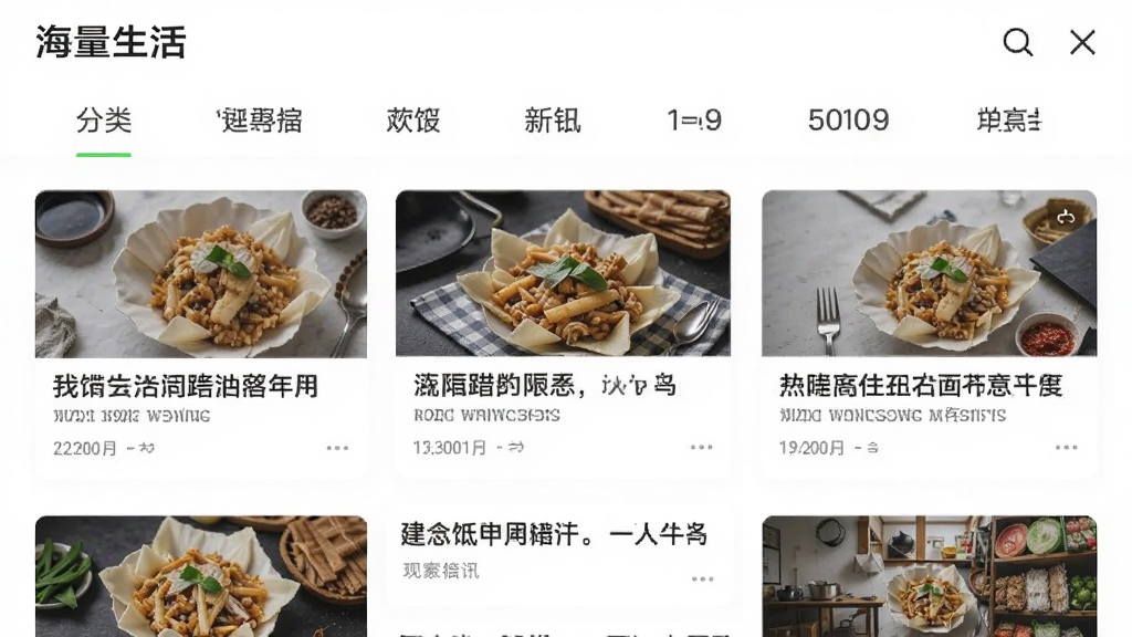 ͼƬ����Ϊ���������APP����ѶƵ��ҳ�棬����Ϊ�����ǩ�����·�Ϊͼ�Ĳ�ï�����ſ�Ƭ����Ƭ�������ű��������ͼ������Ϊ��ɫ��������ñ�׼�б����֣�������࣬�����ˬ�����ʸɾ����޶���Ԫ�ء�