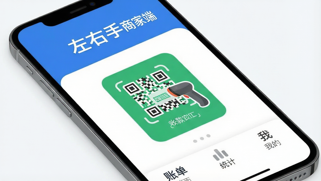 һ���ִ���Լ�����ֻ�APP����չʾͼ�������ǡ��������̼Ҷˡ����տ�ҳ�棬������ɫ������ʾ���������̼Ҷˡ���ɫ���֣��м�����ɫ�տ��ά���ɨ��ǹͼ�꣬�ײ����˵���ͳ�ơ��ҵ�����ѡ������岼�����������ֱ�ǩ��ȷ������ִ���ƽ��ϸ��Բ�󣬻��ʸɾ��޶���Ԫ��
