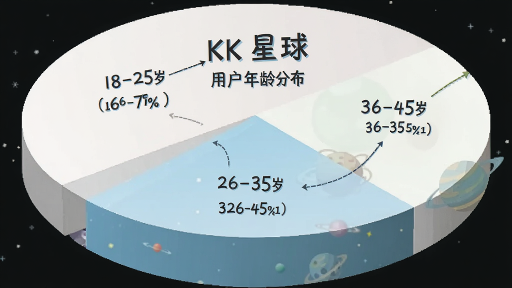 ��״ͼ�廭�������ǡ�KK�����û�����ֲ�ͼ�����ַ�Ϊ�ĸ����������Ű�������ע18-25�ꡢ26-35�ꡢ36-45�ꡢ46-60�꣬���������ϸ����ʾ������ΰٷֱ����֣����ʸɾ��޶���Ԫ�ء�