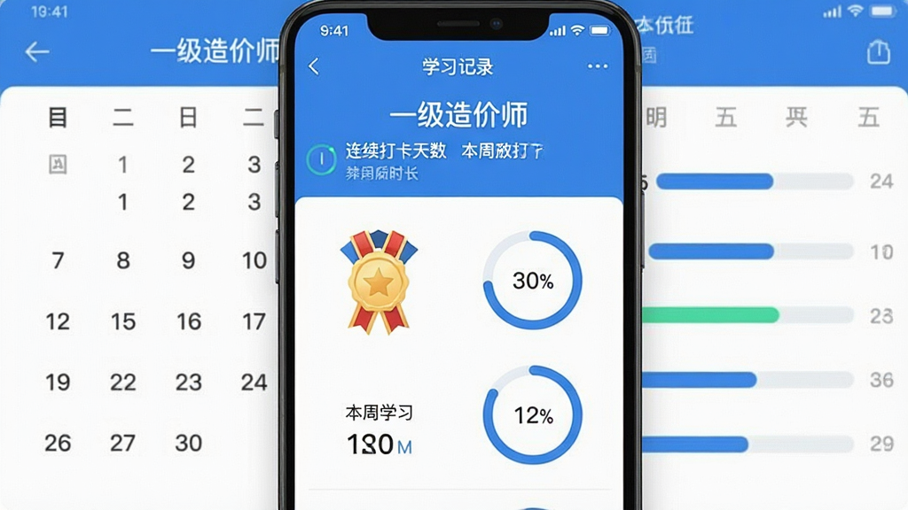 һ���ֻ�Appѧϰ����Ľ�ͼ�������ǡ�һ�����ʦ����ѧϰ��¼ҳ�棬��ʾ�����������ͱ���ѧϰʱ���������������ͽ����������岼�־��У��Ű��࣬��ƽ�����������ɫ��ϸ�ڰ�������ѫ�ºͰٷֱ�Բ�������ʸɾ��޶���Ԫ�ء�