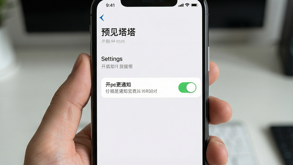 一张展示“预见塔塔”应用在手机设置中开启通知权限的界面,界面有开关按钮,风格简洁清晰,画质干净无多余元素