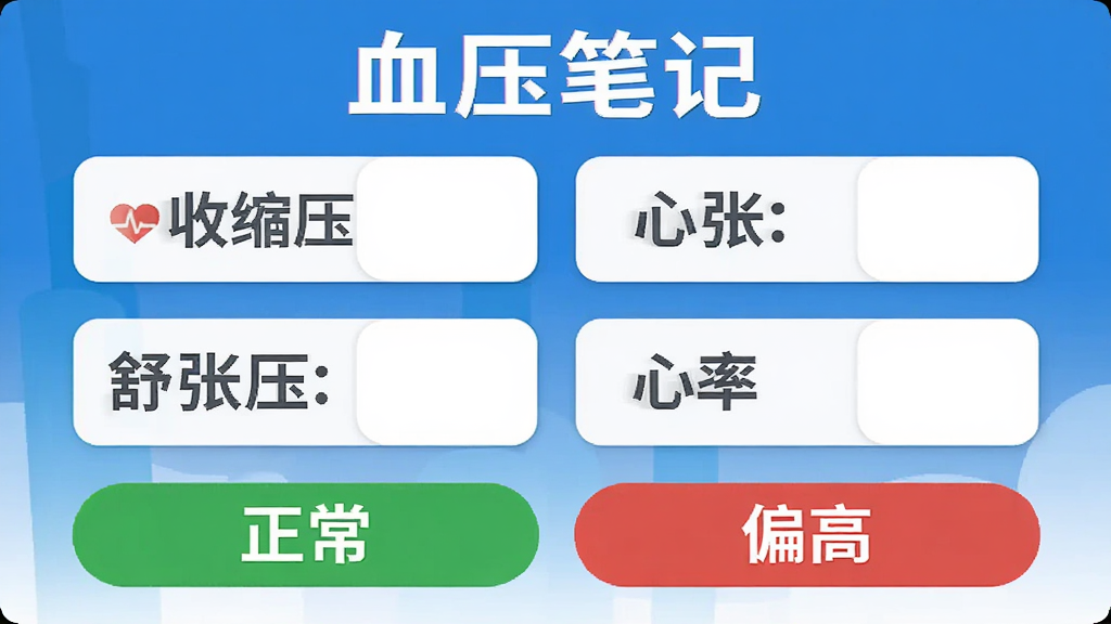 Ѫѹ�ʼǵ�Ѫѹ��¼���棬��ʾ����ѹ������ѹ������������·��С��������͡�ƫ�ߡ��ı�ǩ��ť��������ô�������ƣ�������ɫ����������������ƽ����񣬻��ʸɾ���