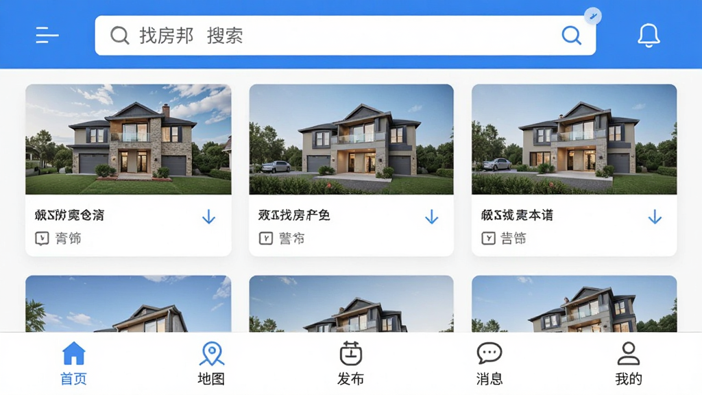 һ��չʾ�ҷ���App������ĸ����ͼ������������Ϊ��ɫ�������������������м��Ƿ�Դ��Ƭ�б����ײ�����ҳ����ͼ�ҷ�����������Ϣ���ҵ����ѡ������������ִ������ʸɾ��޶���Ԫ�ء�