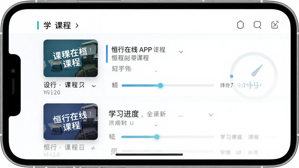 ��������APP�����棬չʾ�γ��б���ѧϰ���ȣ�������һ���ֻ����棬�����������Ű��࣬����ִ���ƽ��ϸ�ڰ����γ̷���ͽ����������ʸ���ɾ����޶���Ԫ�ء�