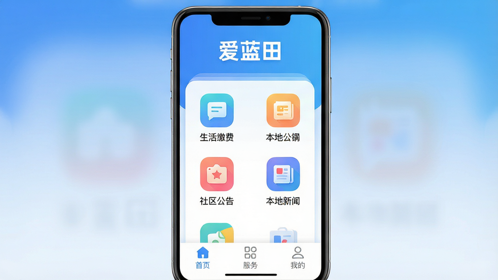 һ�������ֻ���Ļ����չʾ�������App�����棬���������׽���Ϊ��ɫ����������ʾ��������������м�������������ɷѡ��������桢�������ŵȲ�ɫͼ�꣬�·����С���ҳ���������񡱡����ҵġ������ײ�ѡ����������ƽ�ִ���ϸ��Բ�󣬻��ʸɾ��޶���Ԫ�ء�