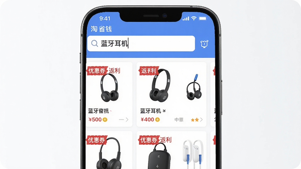 һ����ʡǮ�����������ܵ�ʾ��ͼ���������ֻ����棬�����������롰�������������·����б���ʽչʾ�����Ʒ�����ÿ����Ʒ��Ƭ�϶��С��Ż�ȯ�������������ĺ�ɫ��ǩ�;���������������Ű����룬����࣬ϸ�ڷḻ�����ʸɾ��޶���Ԫ�ء�