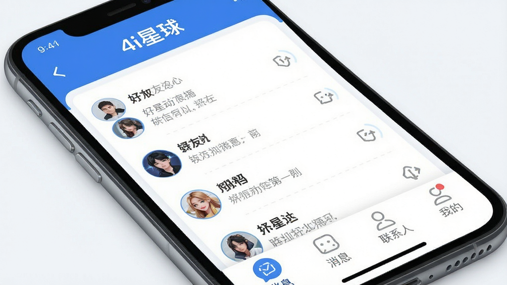 һ��չʾ4i����APP������ĸ����ͼ���������ֻ���Ļ�ڵ��罻������棬���������������С�4i�����������м��Ǻ��Ѷ�̬�б����ײ�����Ϣ����ϵ�ˡ��ҵĵ�ѡ�������ִ���Լ��������ɫ��ϸ��Բ�󣬻��ʸɾ��޶���Ԫ�ء�