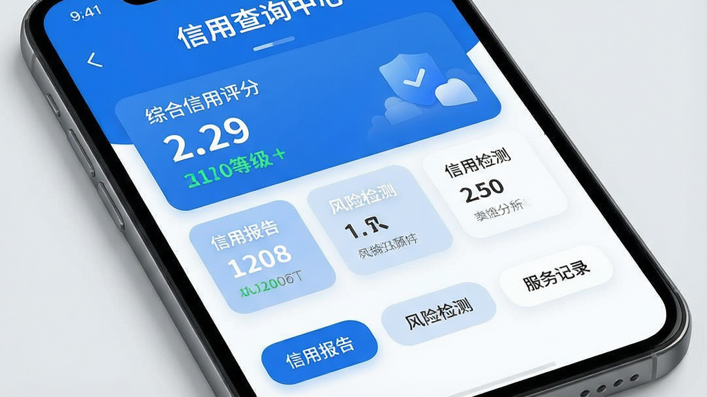 һ�������ֻ���Ļ��д����Ļ��������ʾ�����ò�ѯ���ġ�APP�������棬��������ɫ�Ͱ�ɫΪ��ɫ����������ʾ�ۺ��������ֺ͵ȼ����м��Ǹ�������ָ�꿨Ƭ���ײ��С����ñ��桱�������ռ�⡱���������¼��������ť�����������ִ����Ű����룬ϸ��Բ�󣬻��ʸɾ����޶���Ԫ�ء�