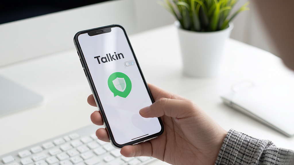 һ���������ֻ��鿴Talkin��Ϣ���ֻ���Ļ����ʾ��Talkin����������ɫ��ȫ����ͼ�꣬����������İ칫�������岼����Ȼ���Ű����ʣ����дʵ��ϸ�ڰ����ֻ������������ֲ�����ʸɾ��޶���Ԫ��