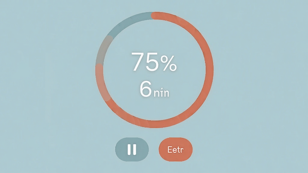 ����ʱ�Ӽ�ʱҳ����д��Բ�ν��Ȼ���ʾ75%״̬��ʣ��ʱ��6���ӣ��·�����ͣ�ͽ�����ť������Ϊ��ɫ����񼫼�ɫ����ͣ����ʸɾ���