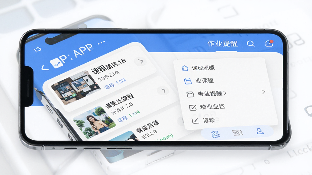 ����ѧAPP�����棬�ֻ���Ļչʾ�γ��б�����ҵ���ѣ�������ɫ����ƽ����ƣ�����ɾ���ˬ���޶���Ԫ�أ����ʸ��壬����ͻ�������־���