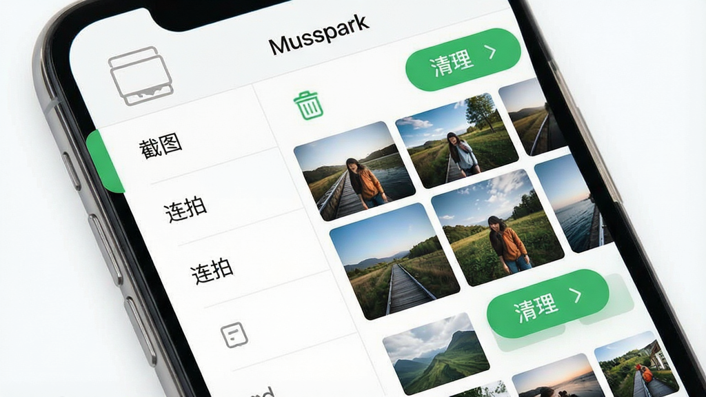 һ��չʾMussparkͼƬ�������ܵ�ͼƬ������Ϊ�ֻ���������棬����Ƿ����ǩ�硰��ͼ���������ġ����Ҳ���ɸѡ����ͼƬ����ͼ�����С���������ť�������������������������ɫ��������ɫ��ť��׺��ϸ�ڷḻ�����ʸɾ�����Ļ�����С�Musspark��������